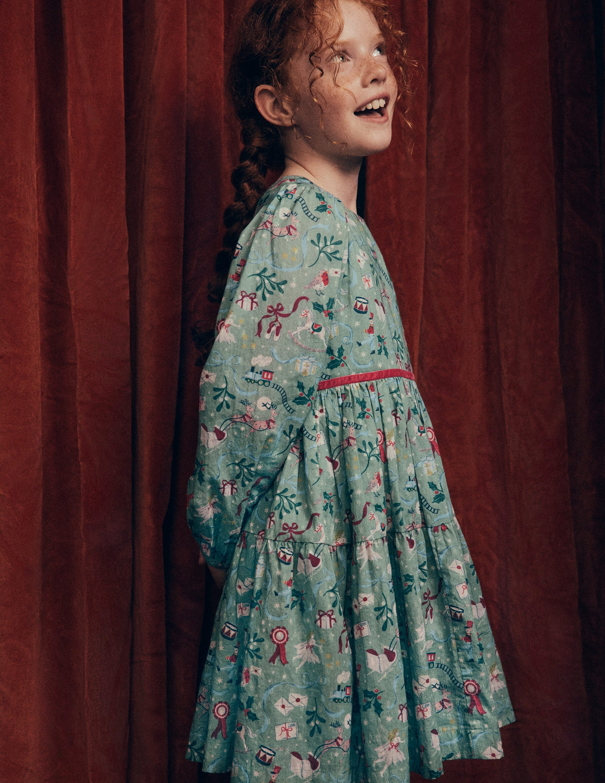 Posie Twirly Woven Dress-Green Polar Post-1