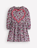 Long Sleeve Heart Dress-Floral Cord