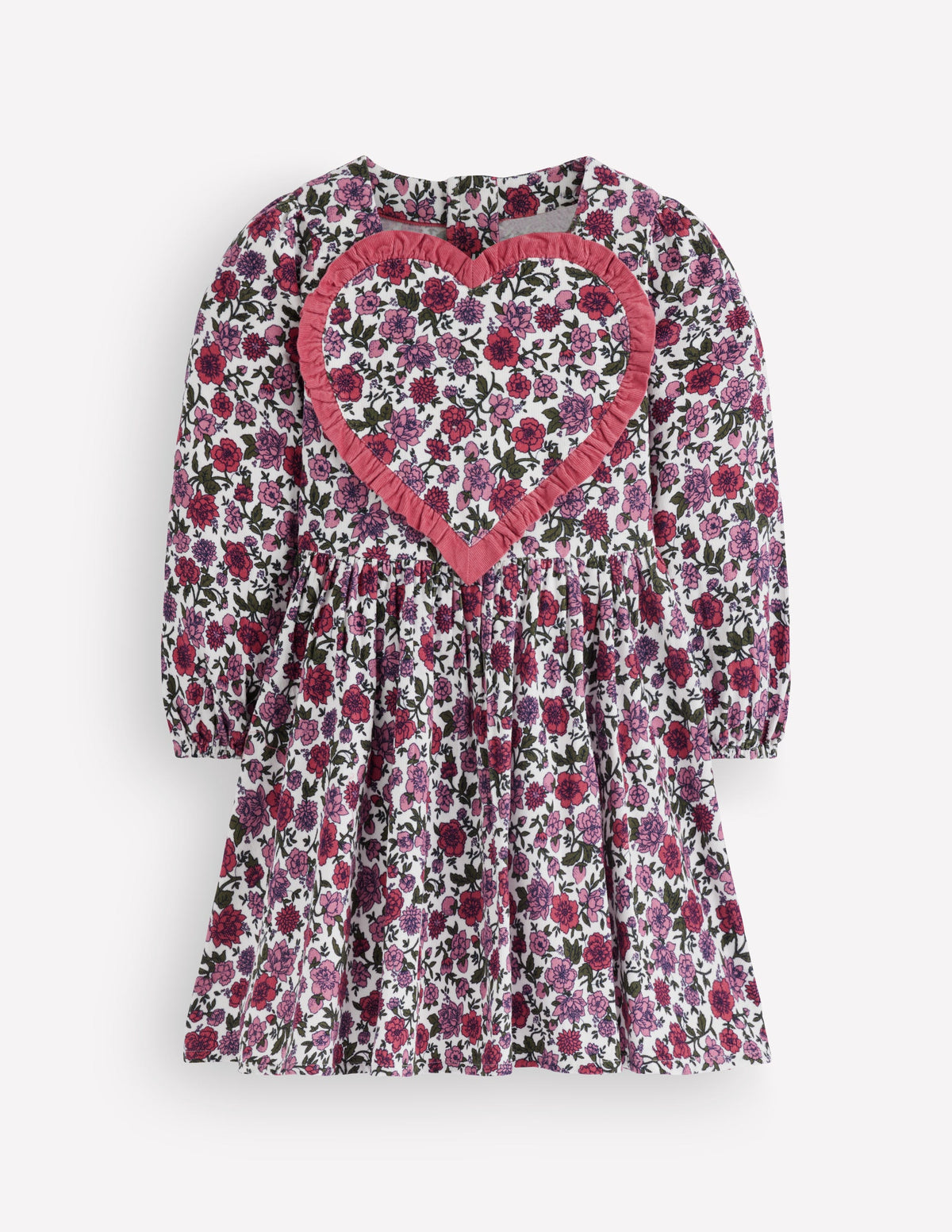 Long Sleeve Heart Dress-Floral Cord-1