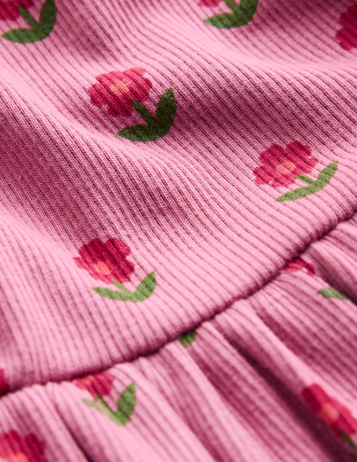 High Neck Ribbed Dress-Pink Flower Stamp - Image 4