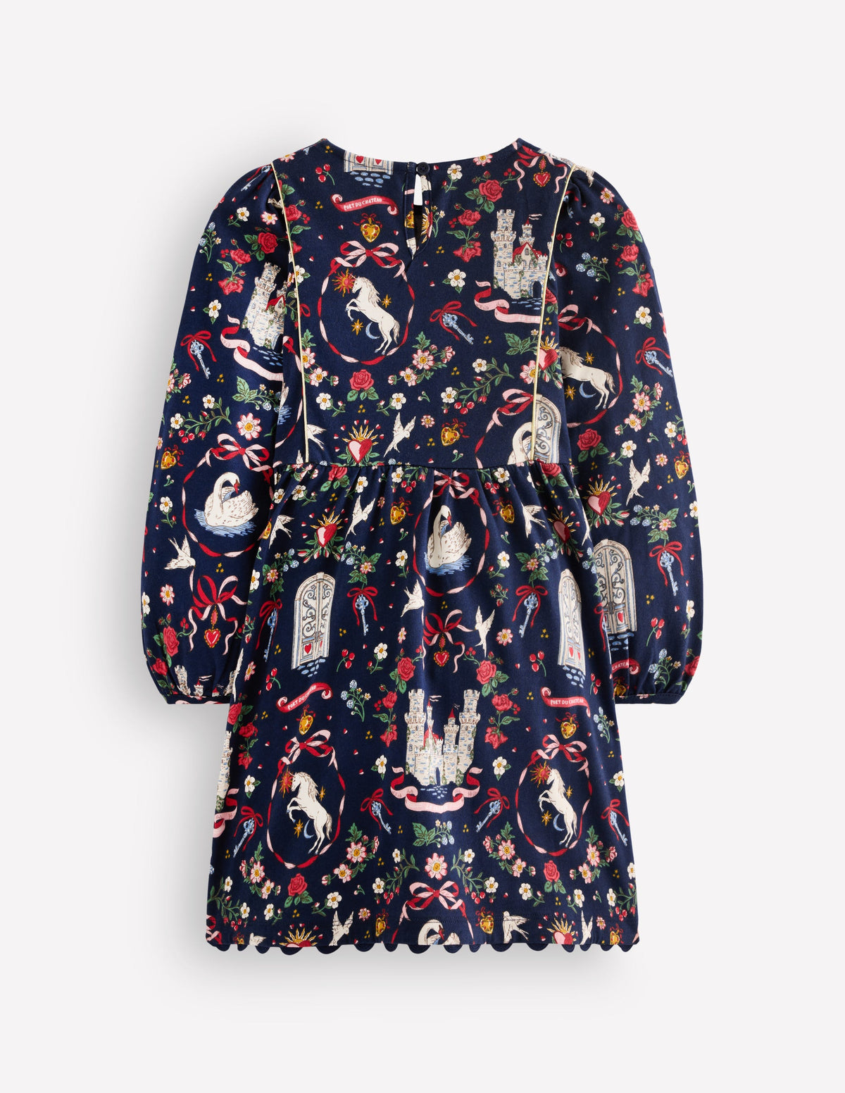 Mabel Twirly Sparkle Dress-Navy Castle Print - Image 2