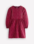 Mabel Twirly Sparkle Dress-Red Foil Stars