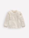 Frill Pointelle LS Top-Ivory