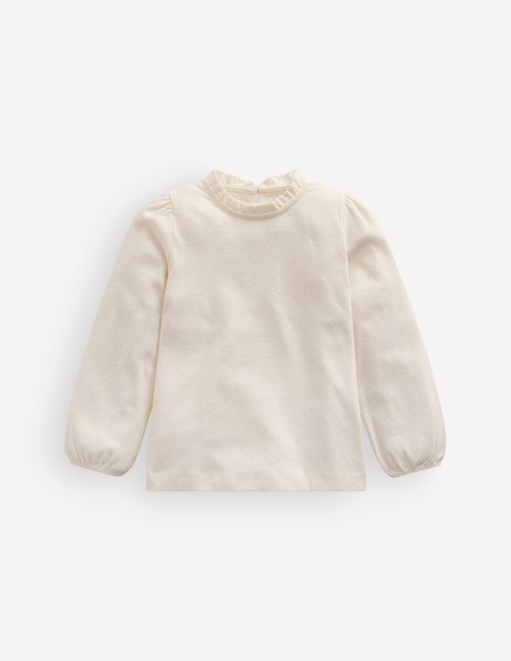 Frill Pointelle Top-Ivory