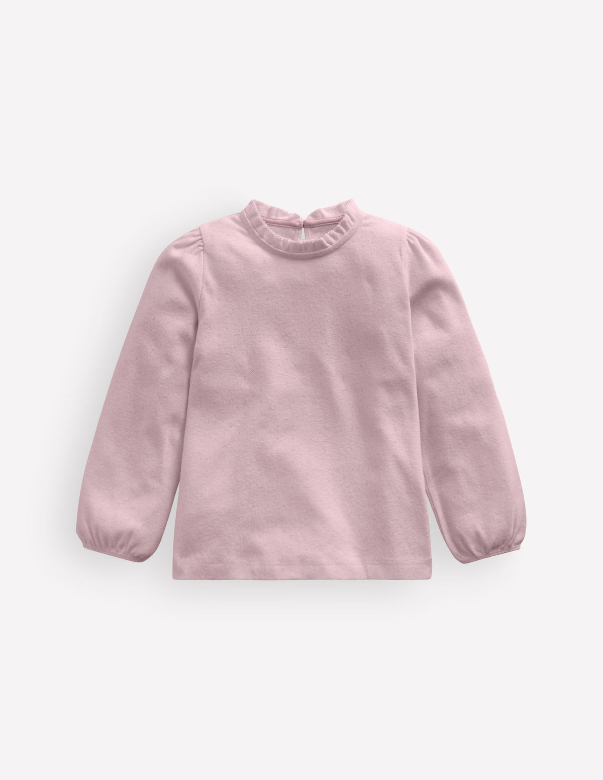Frill Pointelle Top-Pink - Image 1