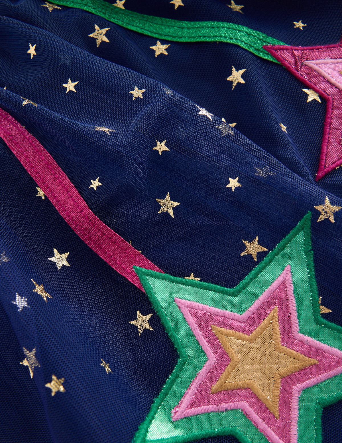 Appliqué Tulle Skirt-Navy Multi Metallic Stars - Image 3