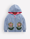 Velour Cosy Zip-through-Blue Flowers