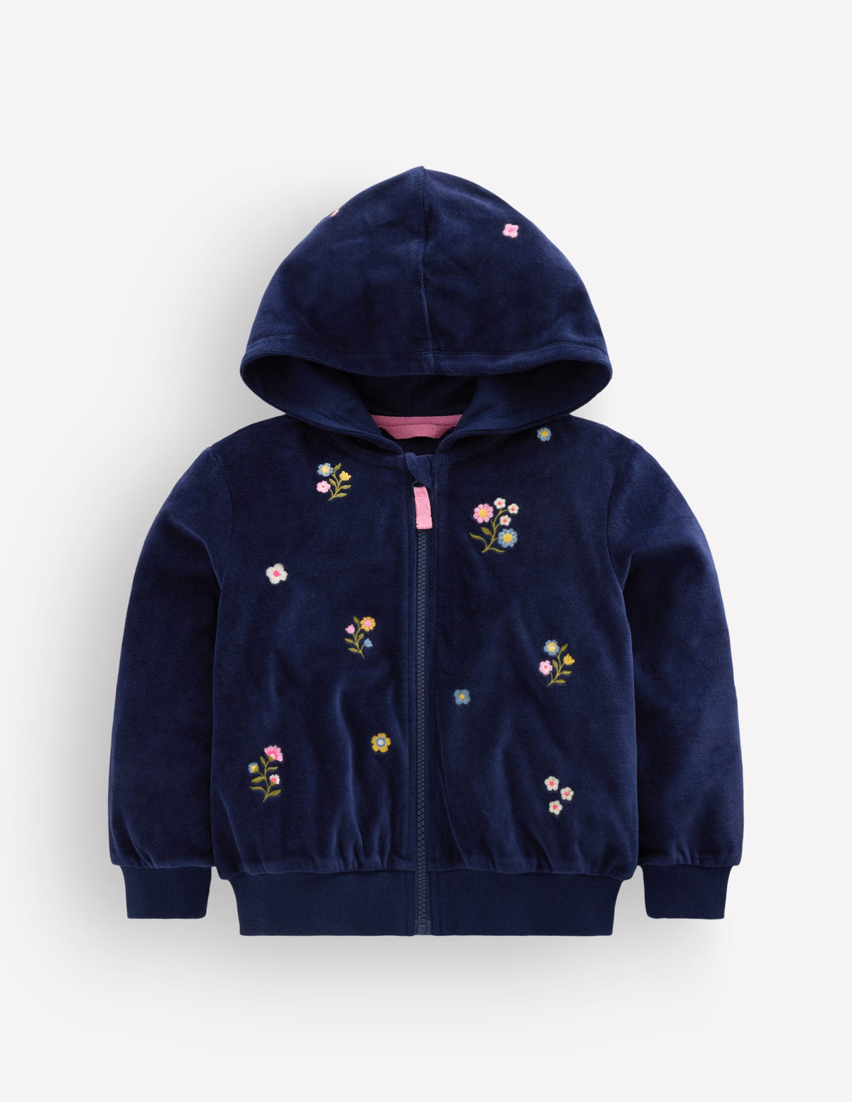 Velour Cosy Zip-through-Navy Floral Embroidery - Image 2