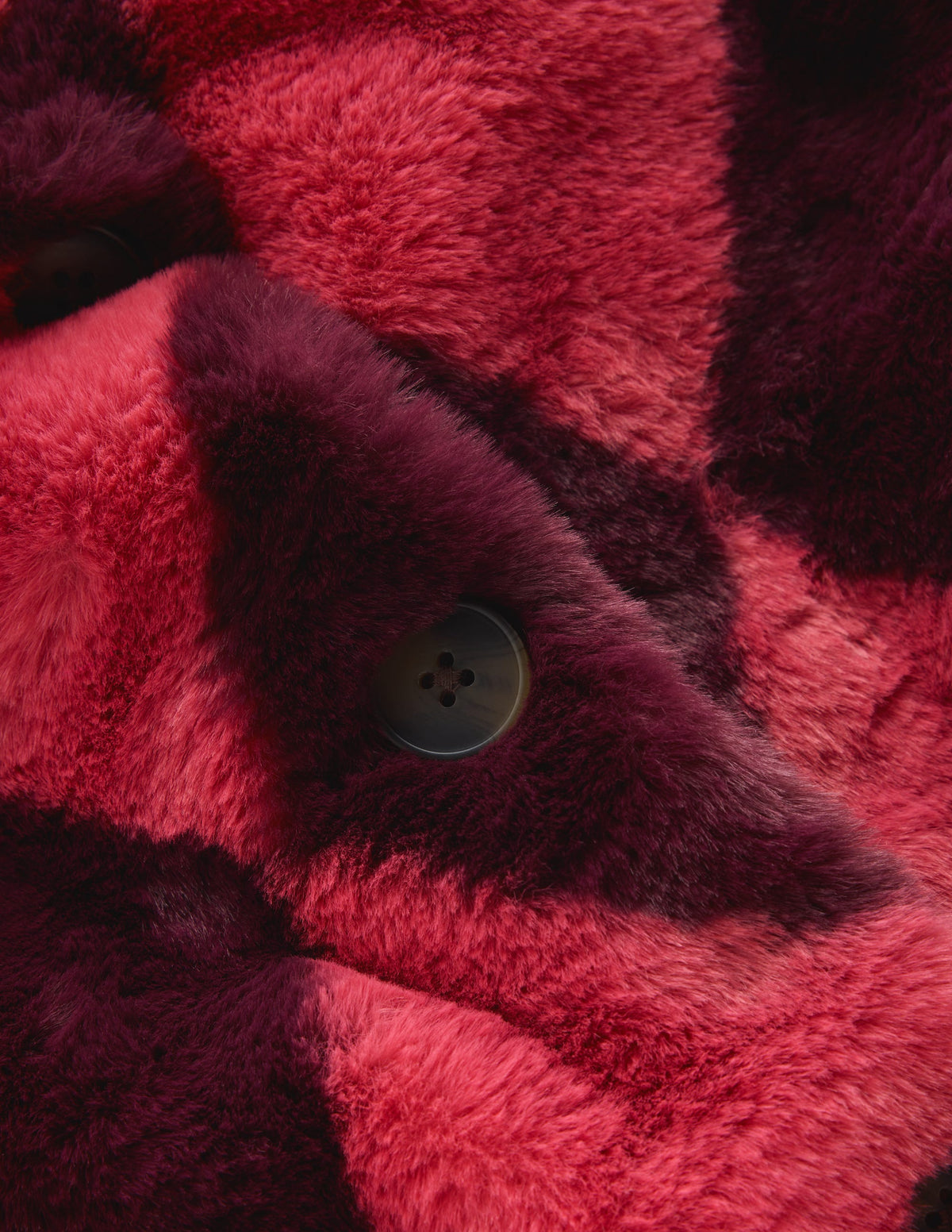 Cropped Faux Fur Jacket-Pink Argyle - Image 4