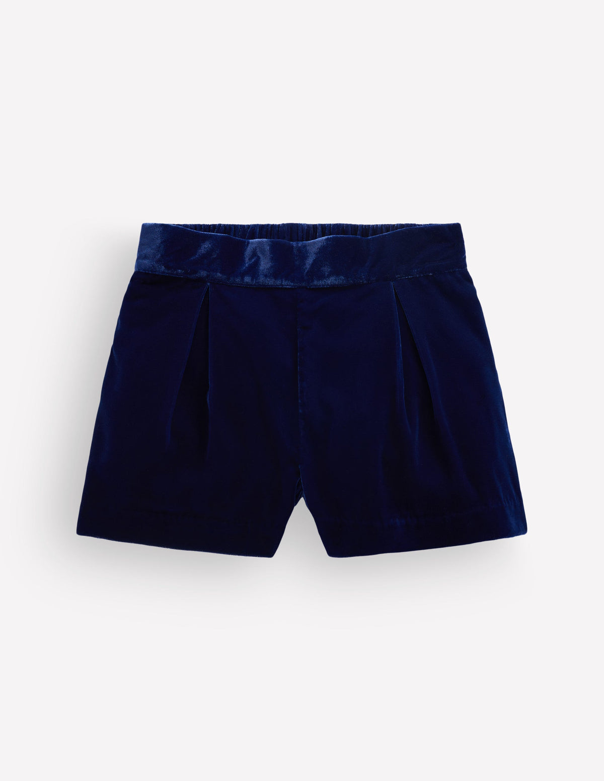 Velvet Pleated Shorts-College Navy-2