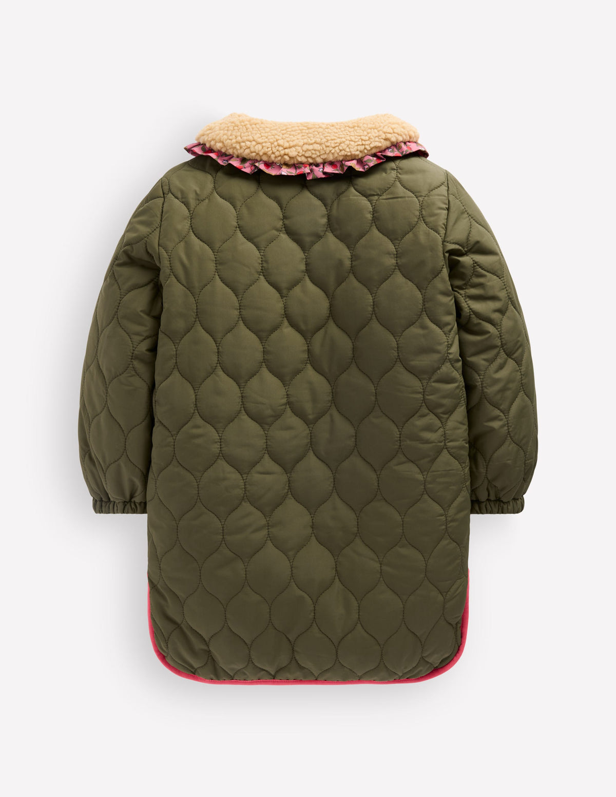 Long line Borg Collar Jacket-Woodland Green - Image 2