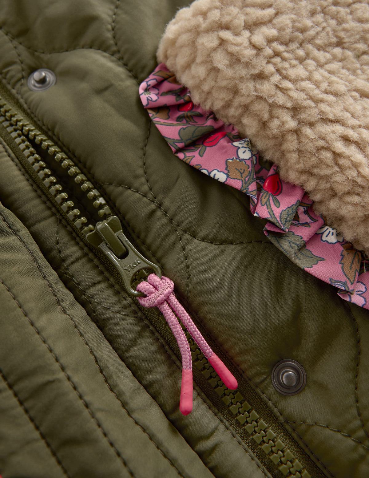 Long line Borg Collar Jacket-Woodland Green - Image 3