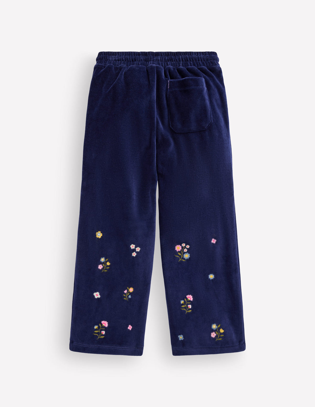 Velour Wide Leg Joggers-Navy Embroidery-3