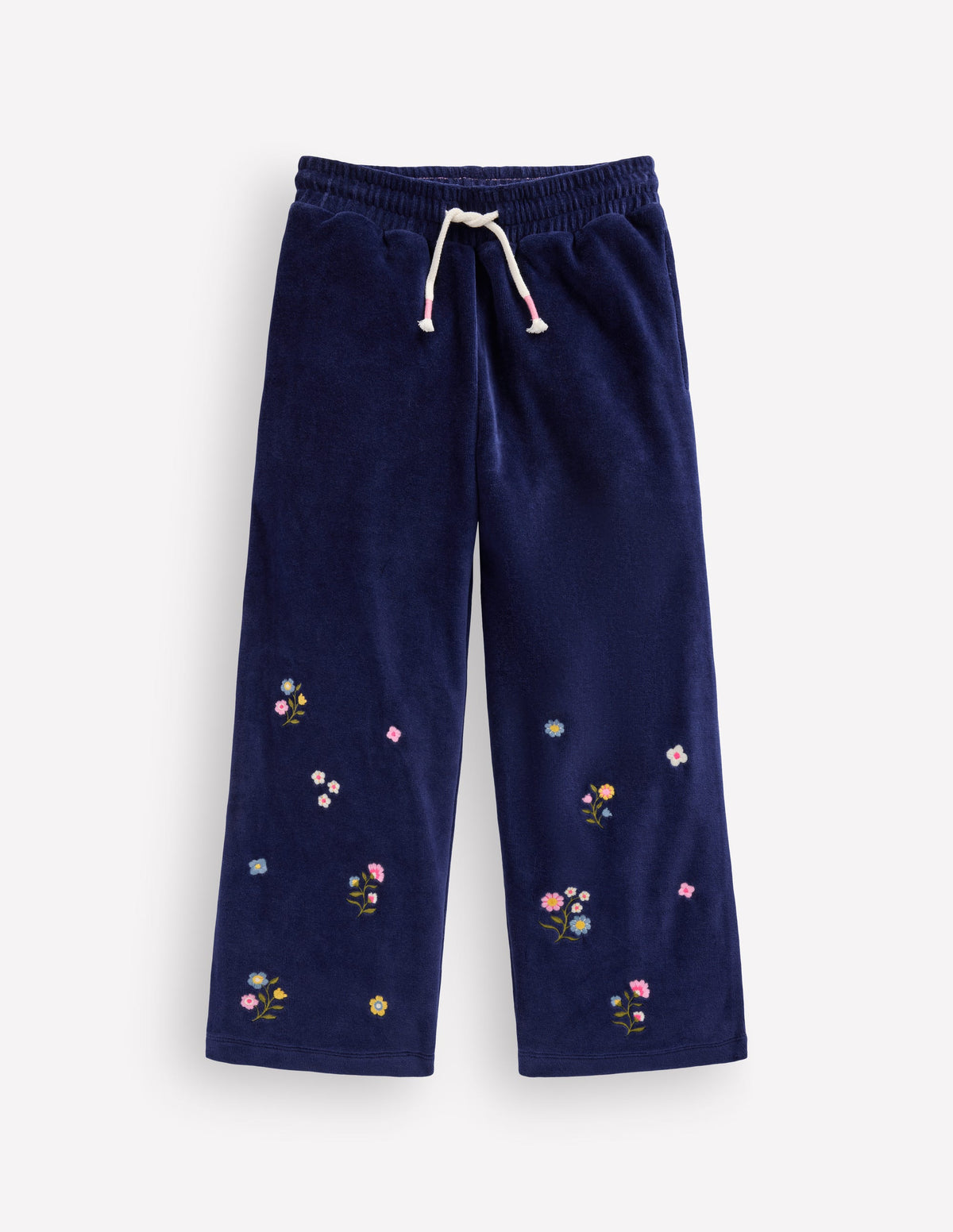 Velour Wide Leg Joggers-Navy Embroidery - Image 2