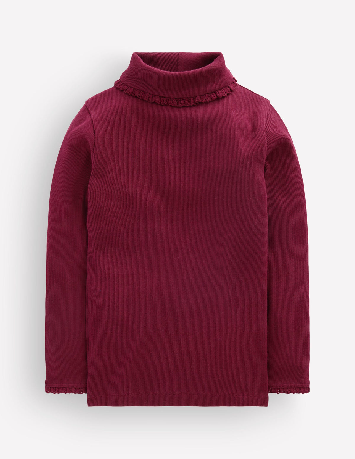 Lace Trim Roll Neck Top-Deep Wisteria - Image 1