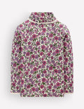 Lace Trim Roll Neck Top-Ivory/Pink Floral