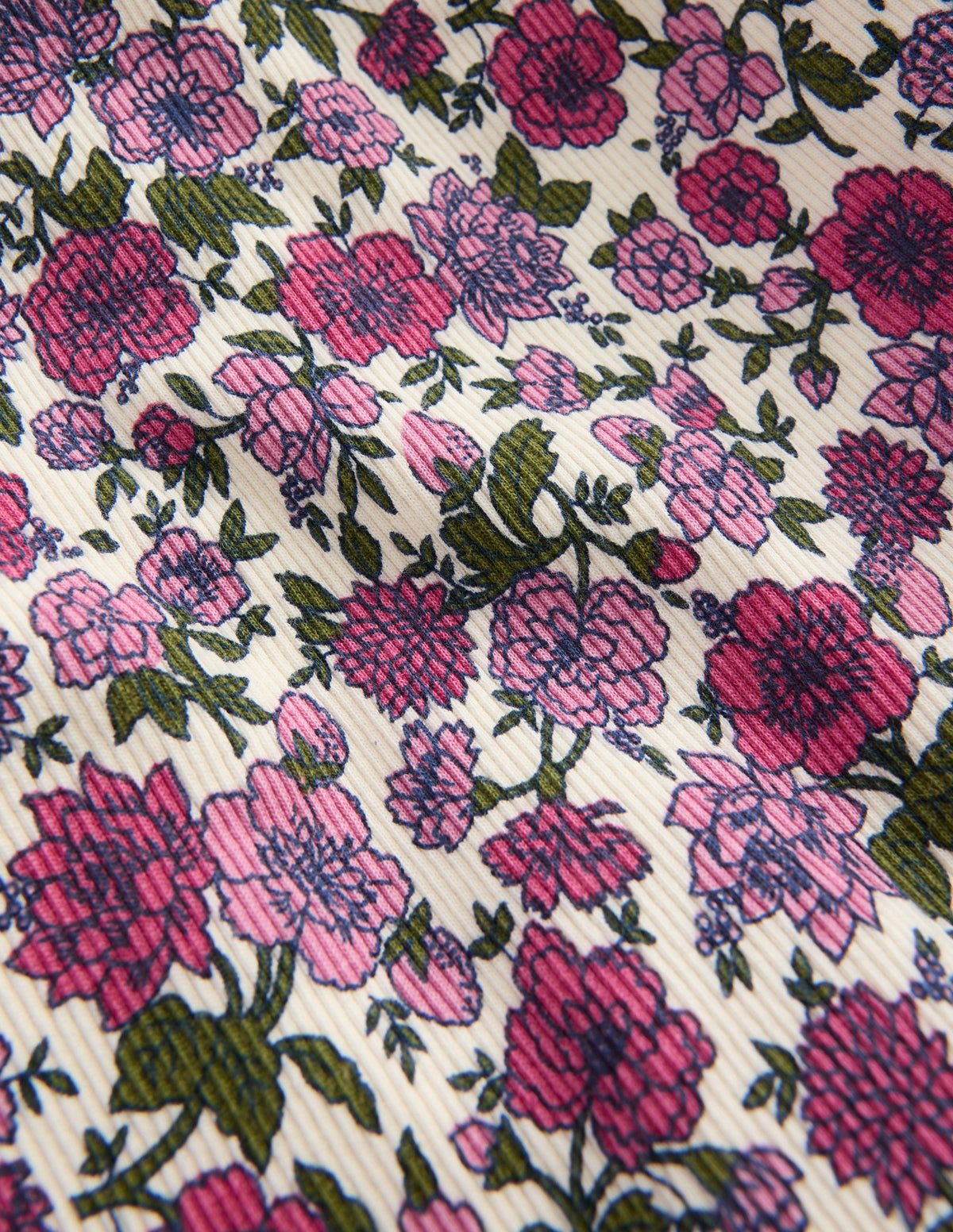 Lace Trim Roll Neck Top-Ivory/Pink Floral - Image 3