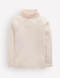Lace Trim Roll Neck Top-Ivory