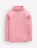 Lace Trim Roll Neck Top-Vintage Pink