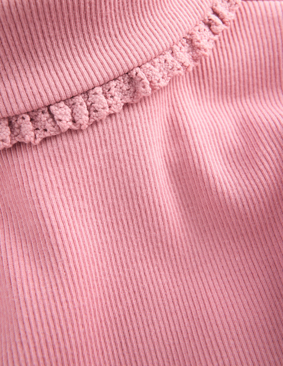 Lace Trim Roll Neck Top-Vintage Pink - Image 3