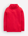Lace Trim Roll Neck Top-Poppy Red
