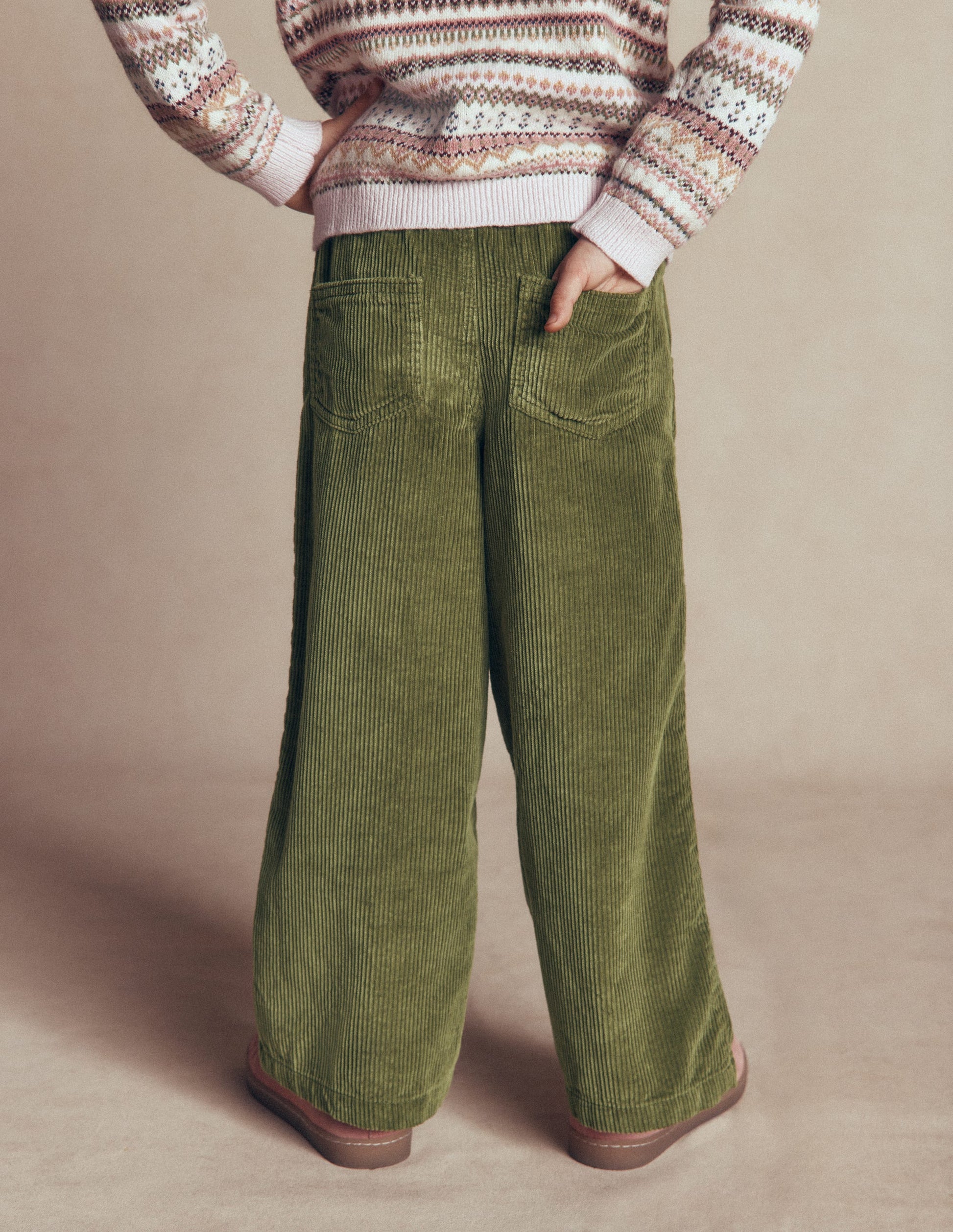Draw Cord Trousers-Olive Cord-2