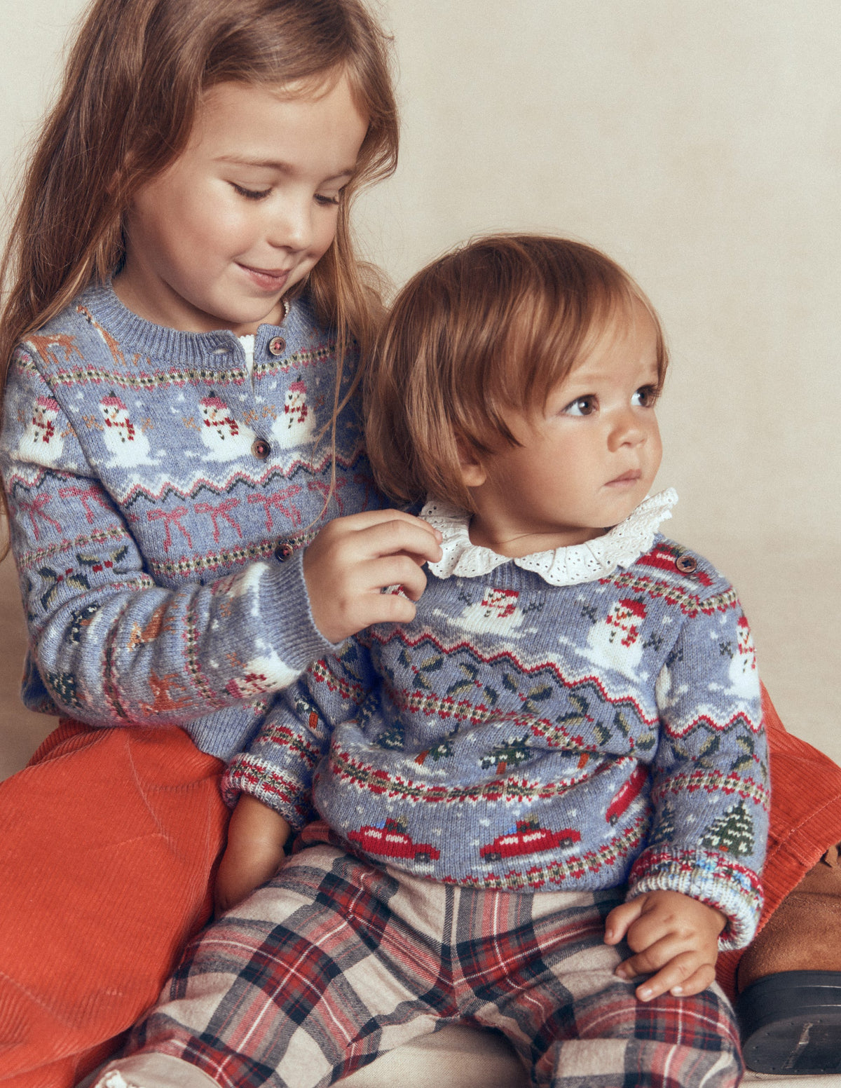 Edie Fair Isle Cardigan-Glacier Blue Snowy Christmas-3