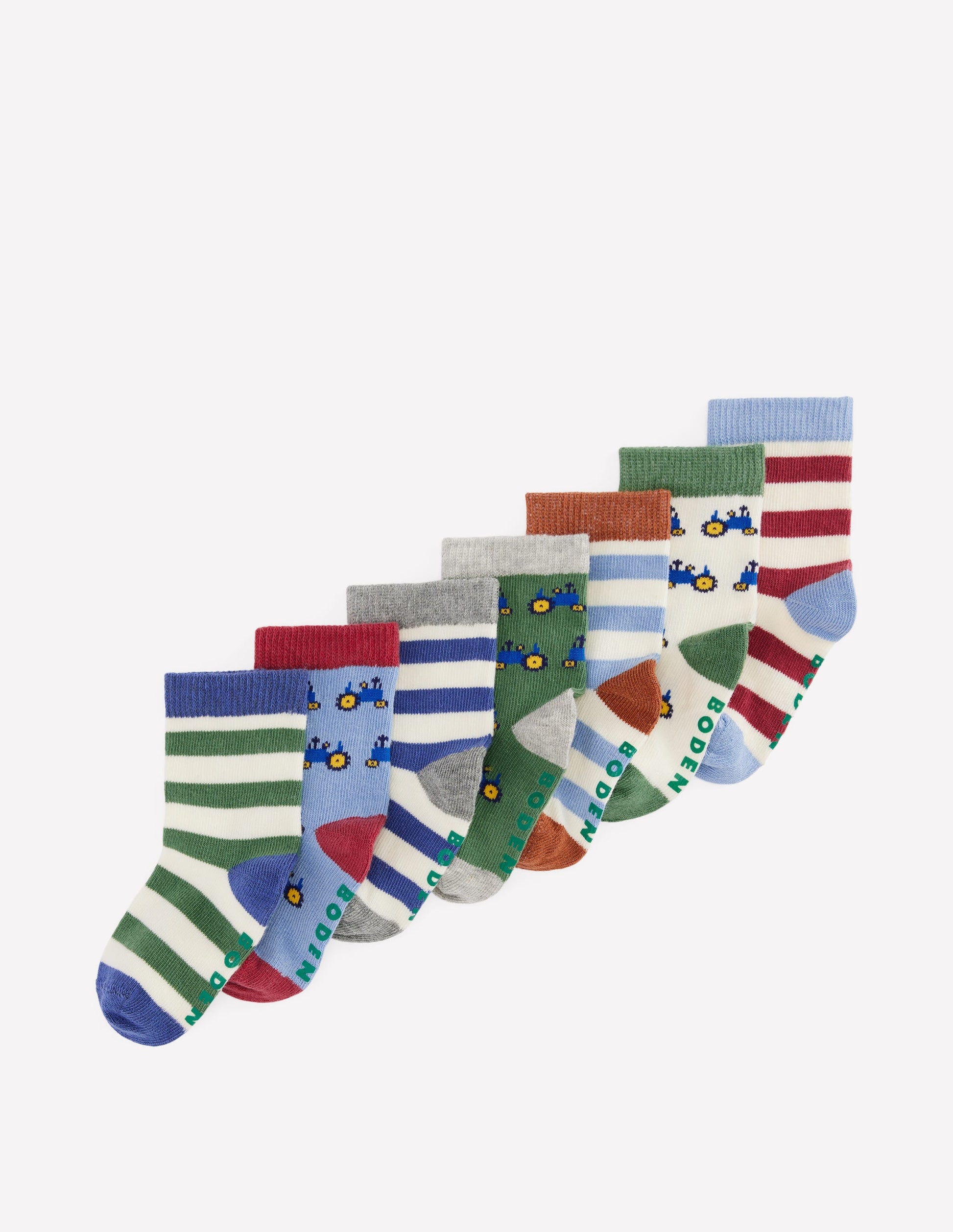 7-Pack Baby Socks-Tractors-1