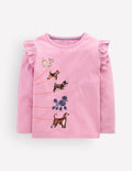 Long Sleeve Superstitch Tee-Soft Lavender Dogs
