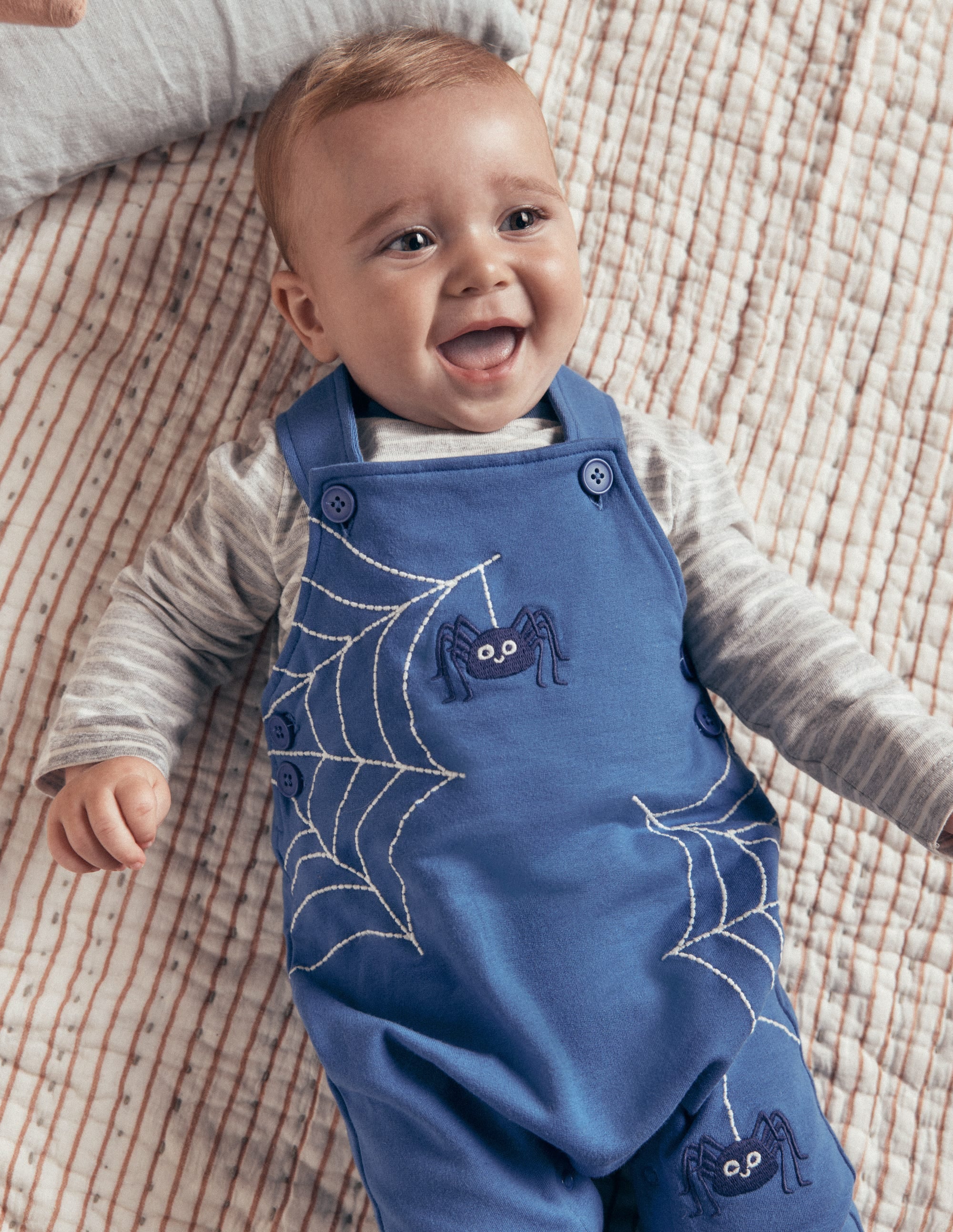 Jersey Dungarees Set-Dark Blue Spider Webs - Image 1