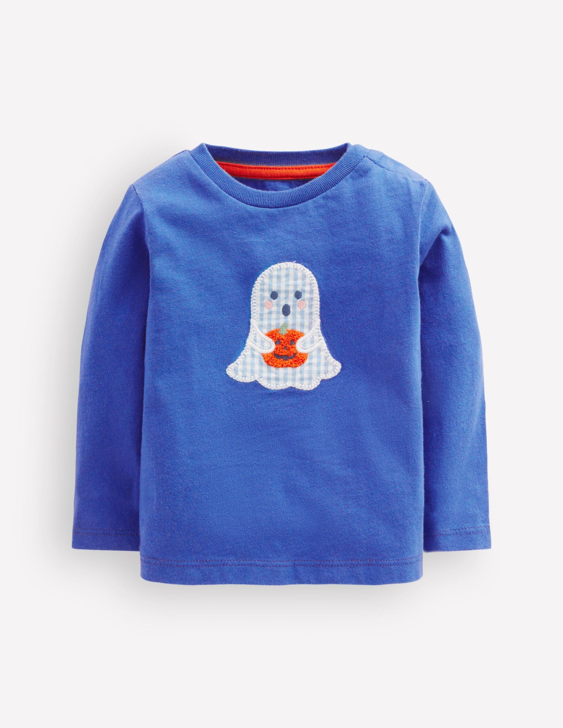 Long Sleeve Appliqué T-shirt-Bluejay Ghost-4