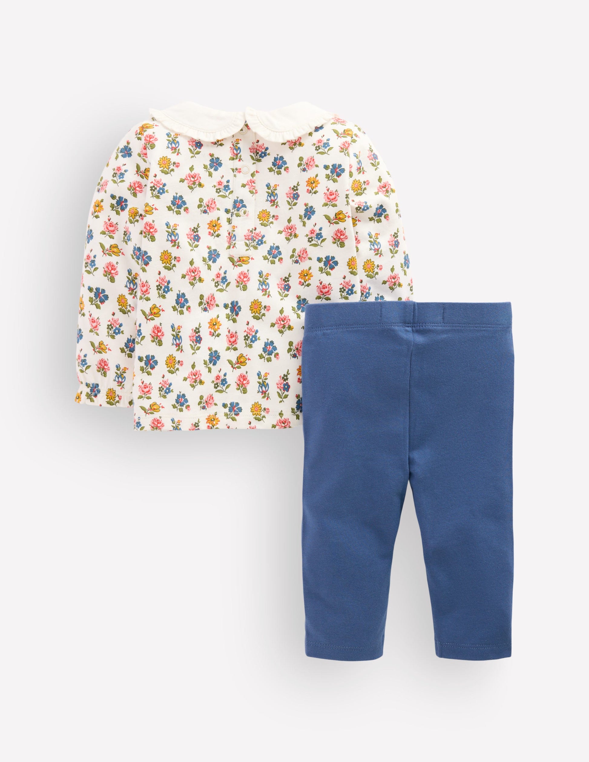 Collared Jersey Set-Blue Ditsy Floral-2