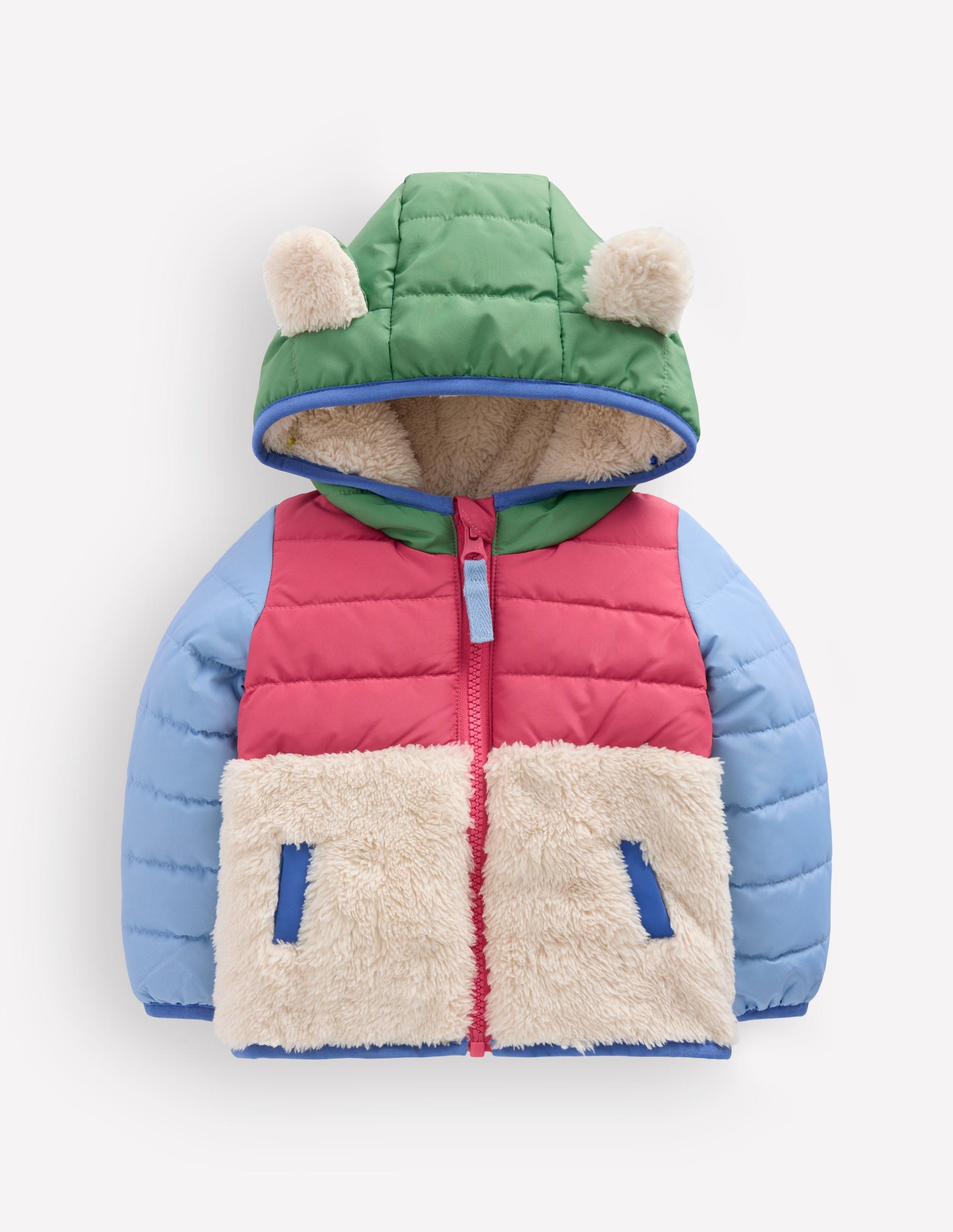 Boys Mixed Borg Jacket-Multi Colourblock-1
