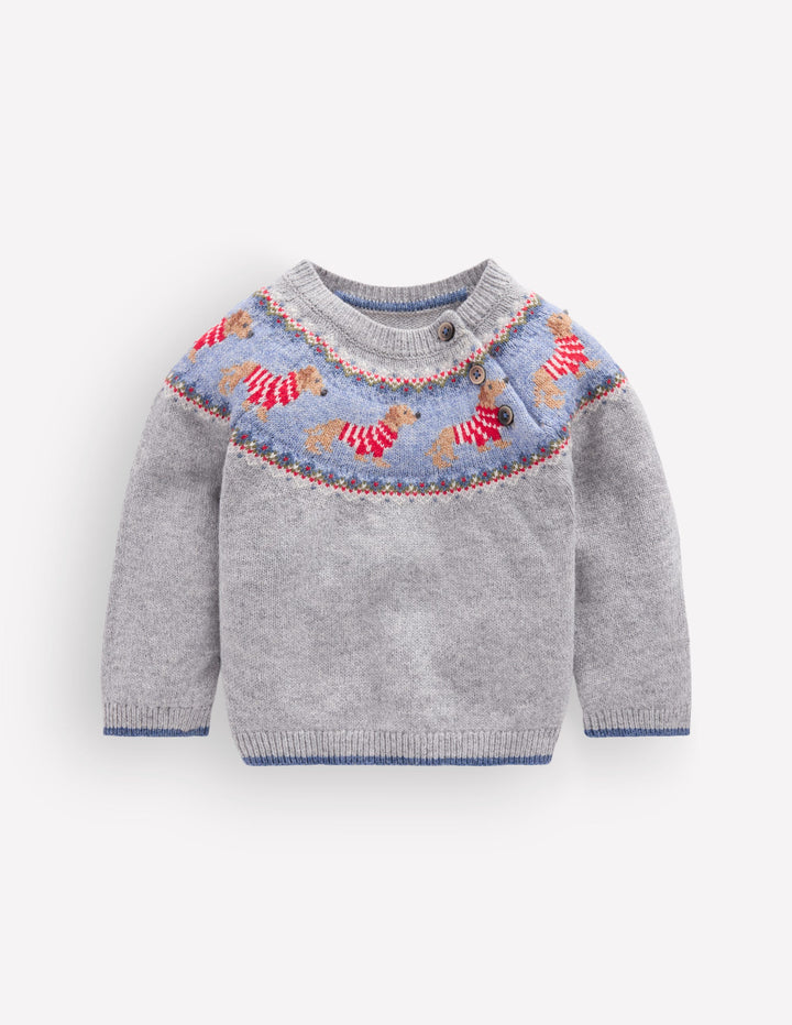 Fair isle Jumper-Grey Marl Puppy