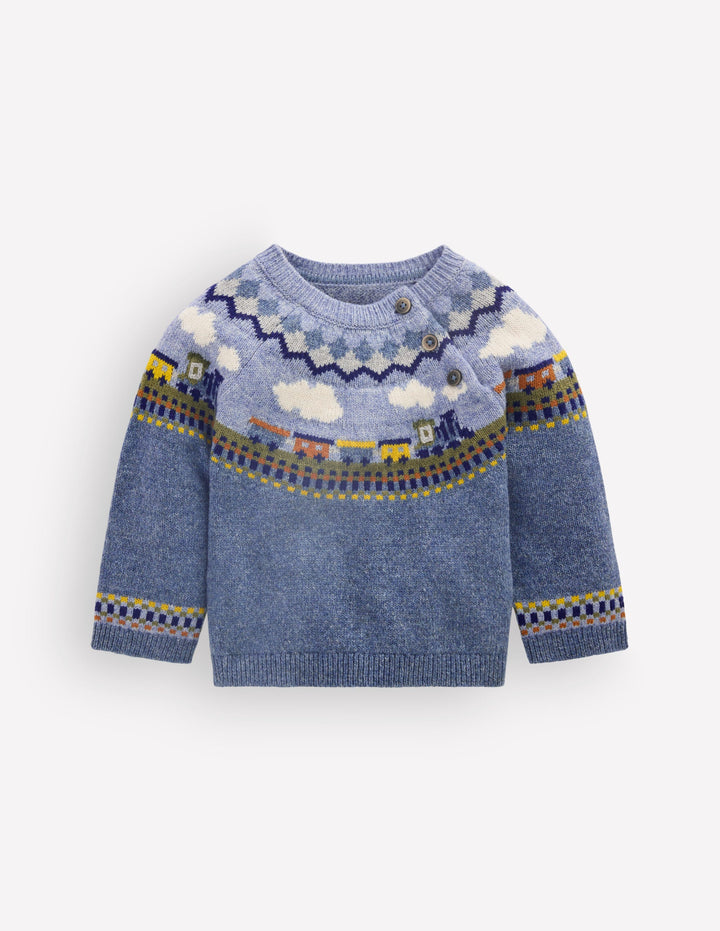 Fair isle Jumper-Glacier Blue Marl Train
