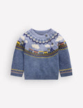 Fair isle Jumper-Glacier Blue Marl Train