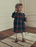 Smocked Occasion Dress-Green Family Check