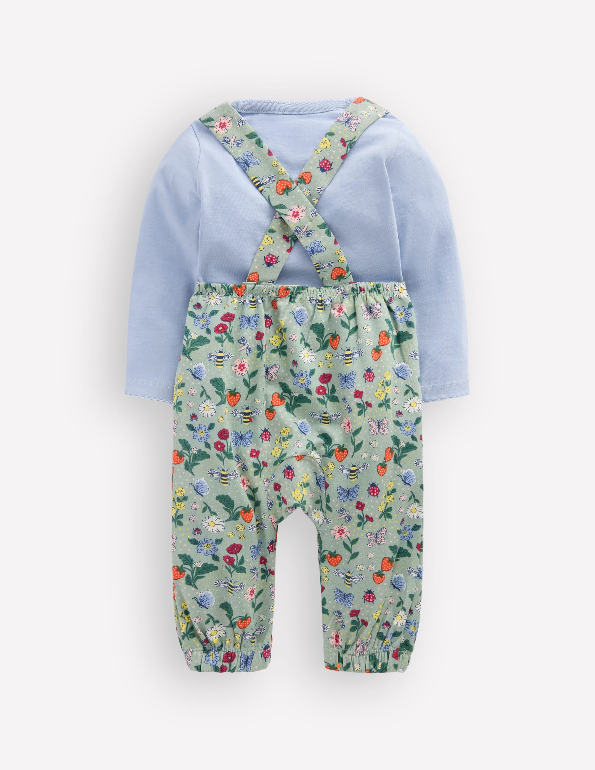 Jersey Dungarees Set-Green Bee Garden - Image 2