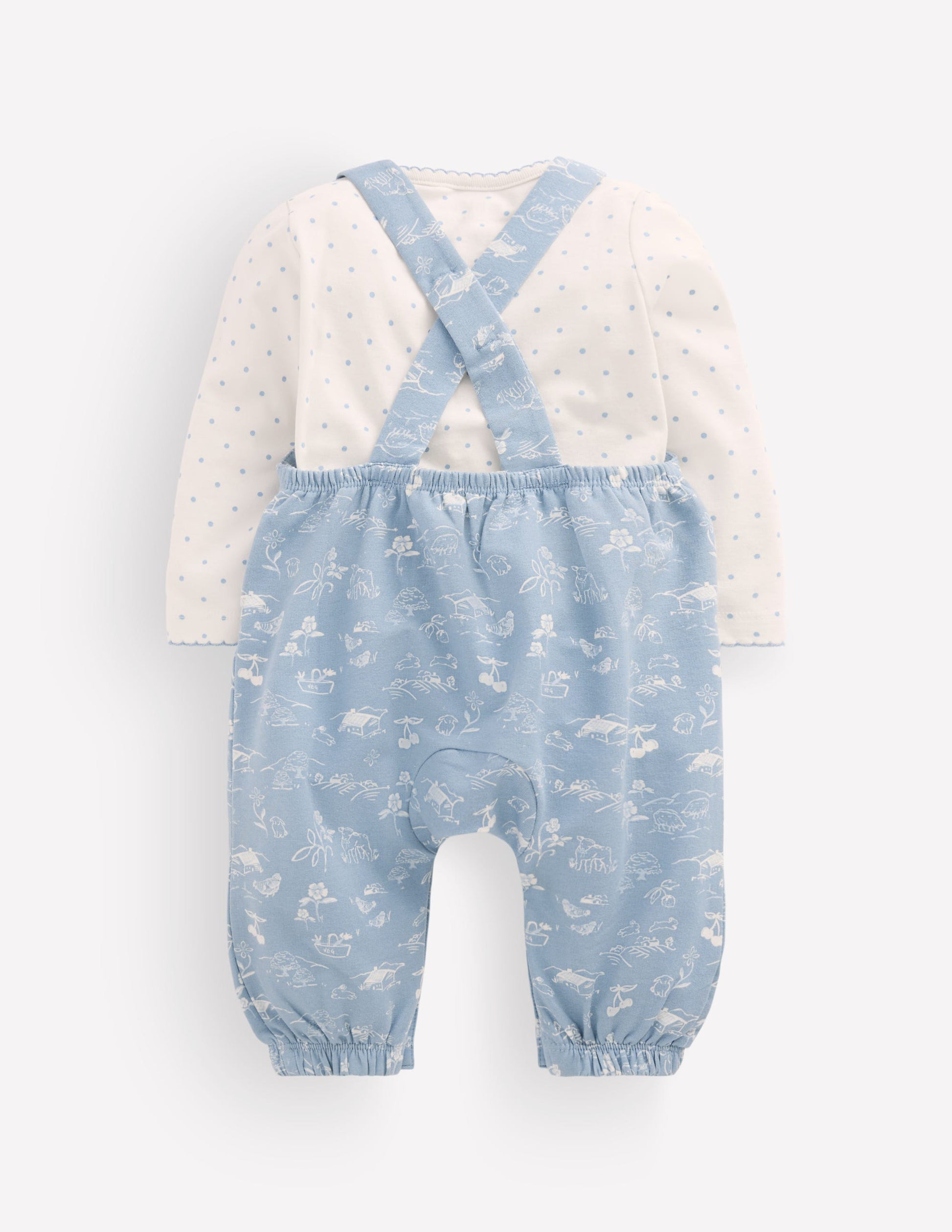 Jersey Dungarees Set-Blue Linear Farm-2
