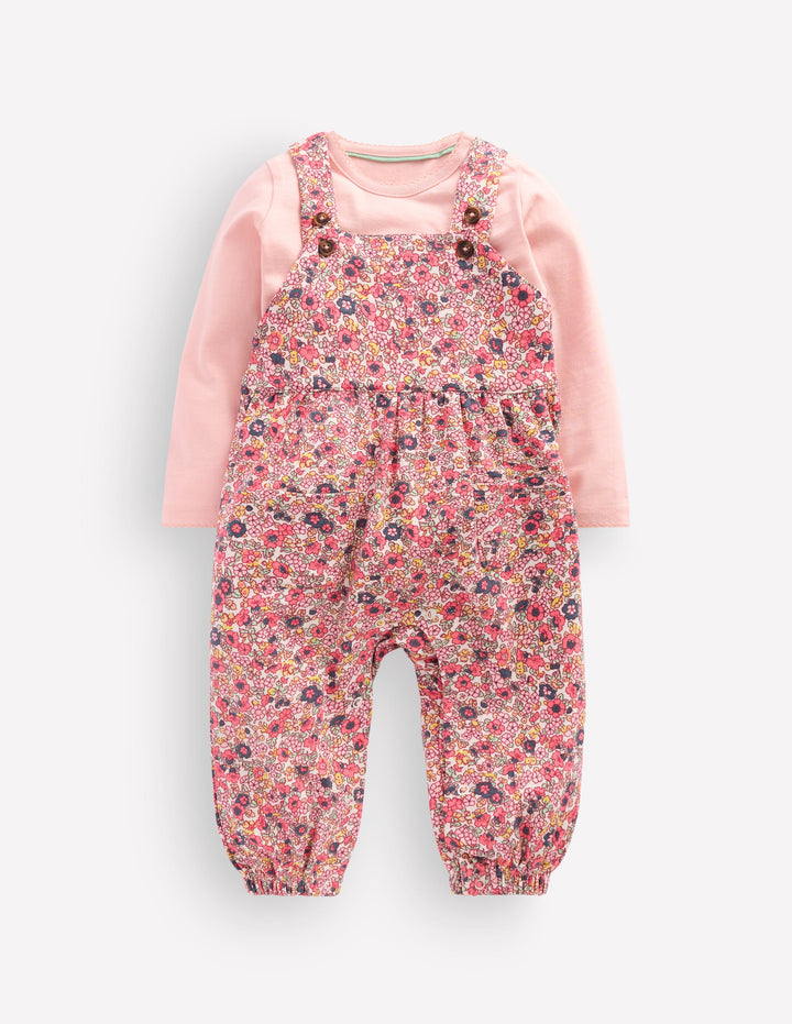Jersey Dungarees Set-Multi Ditsy Floral
