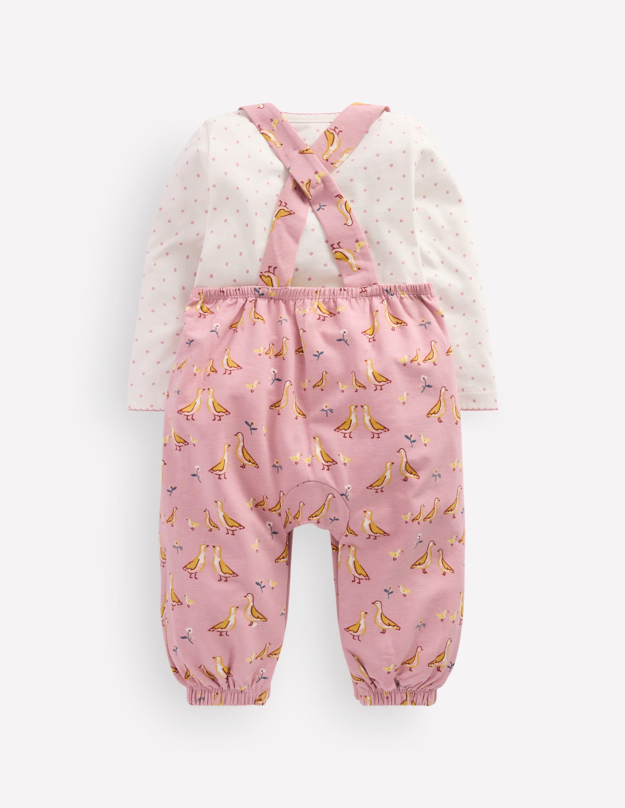 Jersey Dungarees Set-Pink Ducks - Image 2