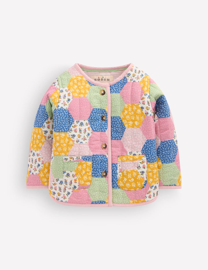 Quilted Jacket-Multi Patchwork Print