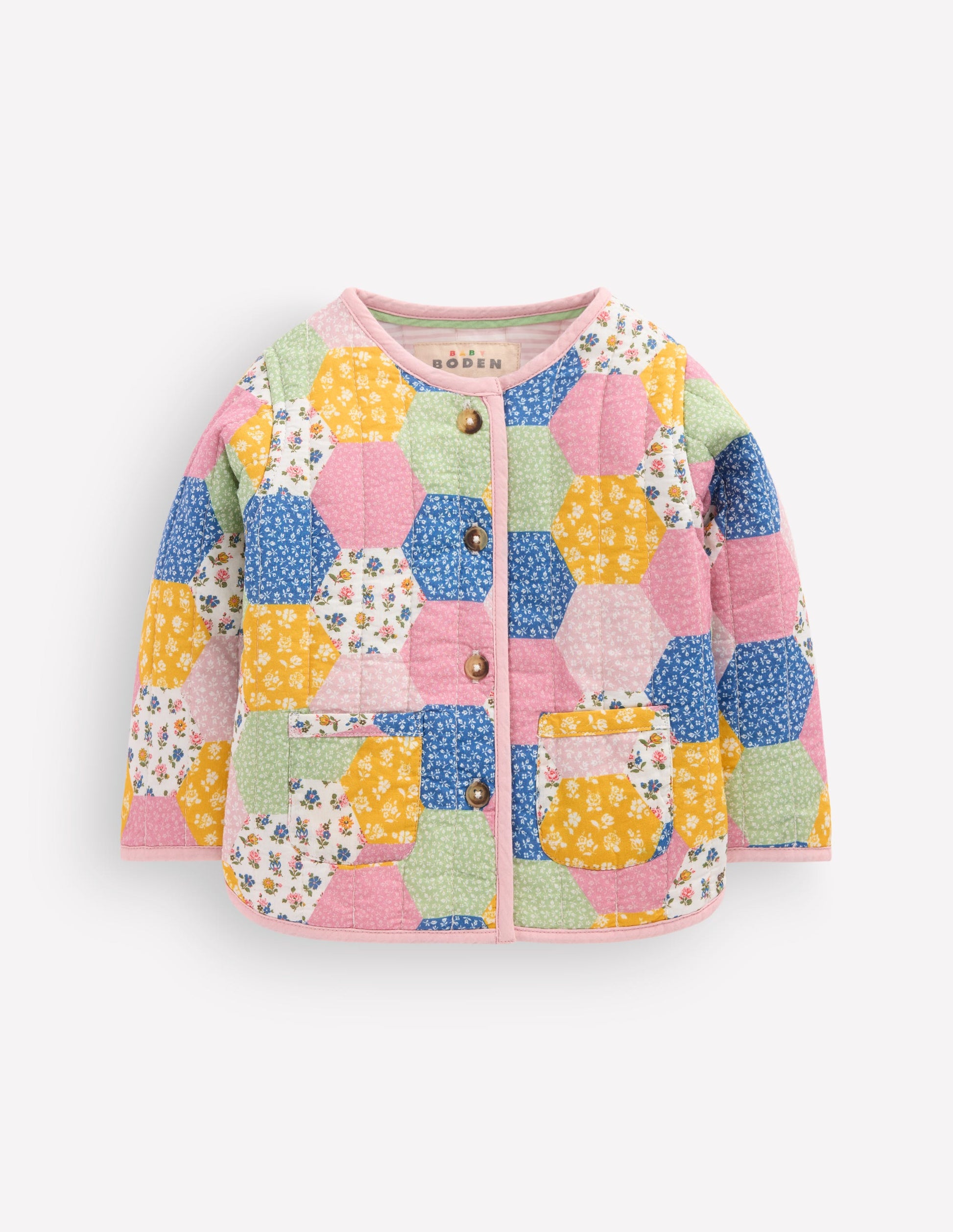 Quilted Jacket-Multi Patchwork Print-2