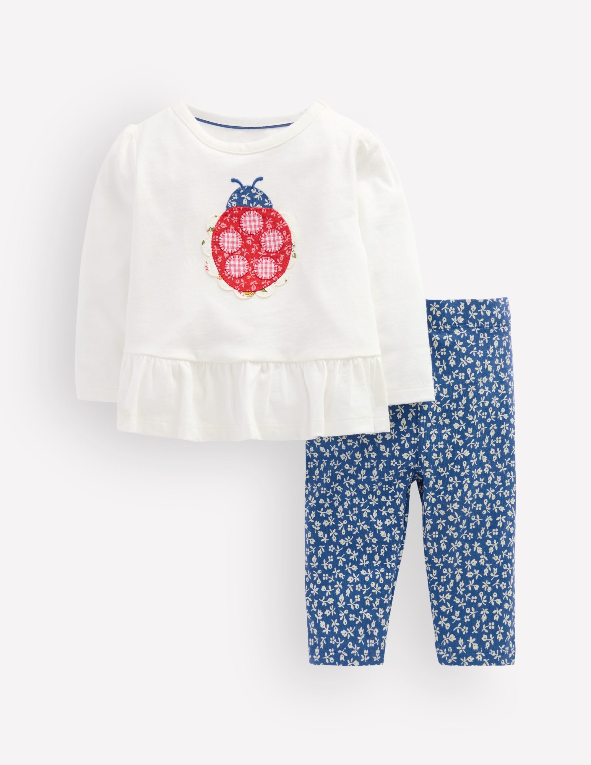 Appliqué Jersey Play Set-Ivory/Blue Ladybird - Image 1