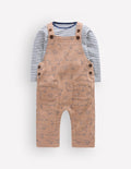 Long Sleeve Dungaree Set-Brown Puppy