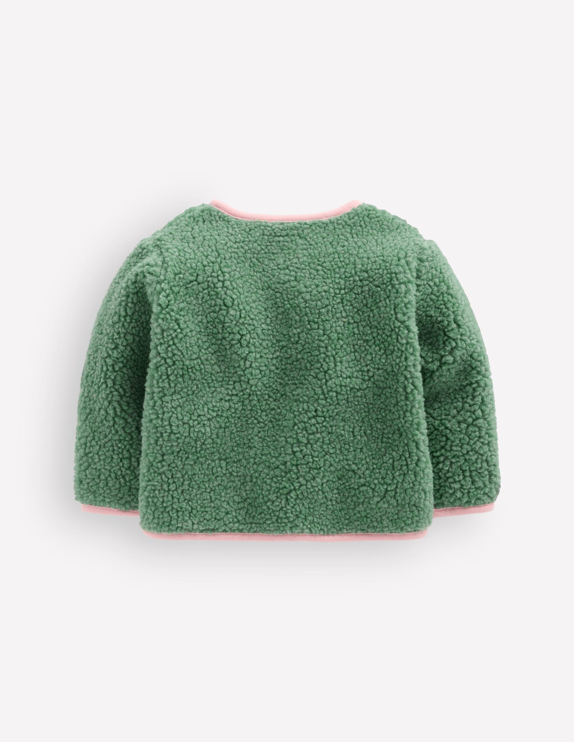 Cosy Borg Button-Down Jacket-Larch Green Floral-3
