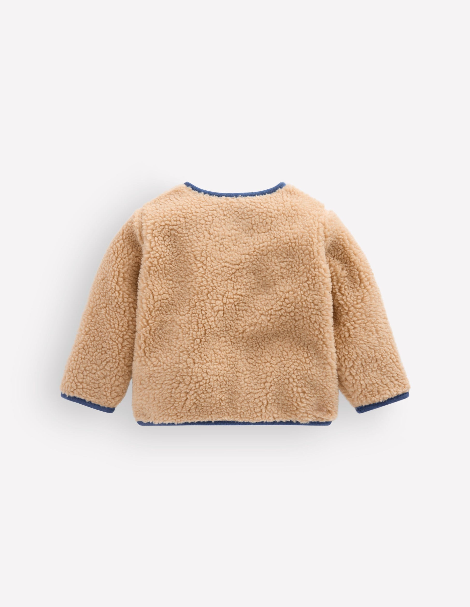 Cosy Borg Button-Down Jacket-Brown/Blue-3
