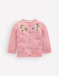 Embroidered Cotton Cardigan-Vintage Pink Mini Embroidered