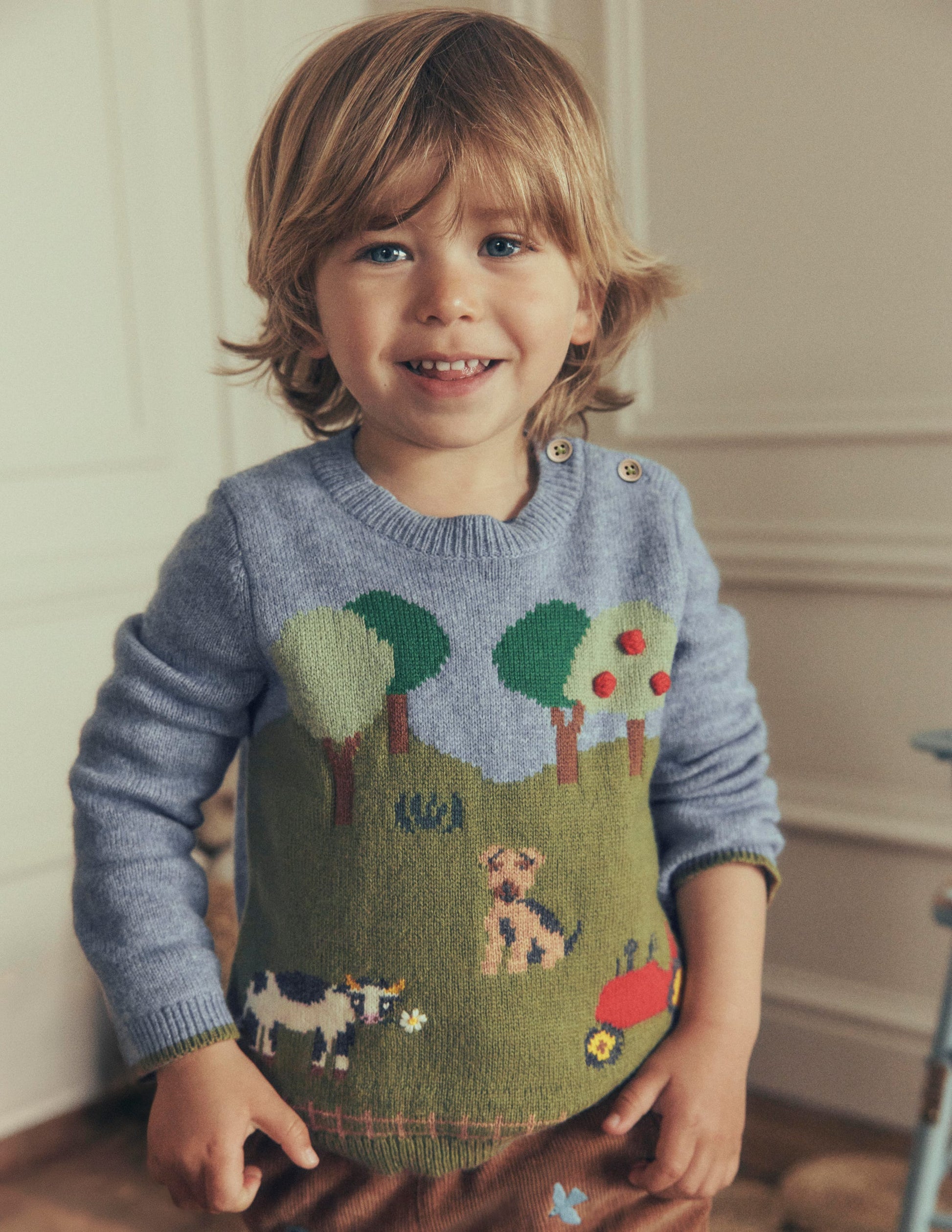 Cotton Logo Jumper-Multi Farm Scene-1