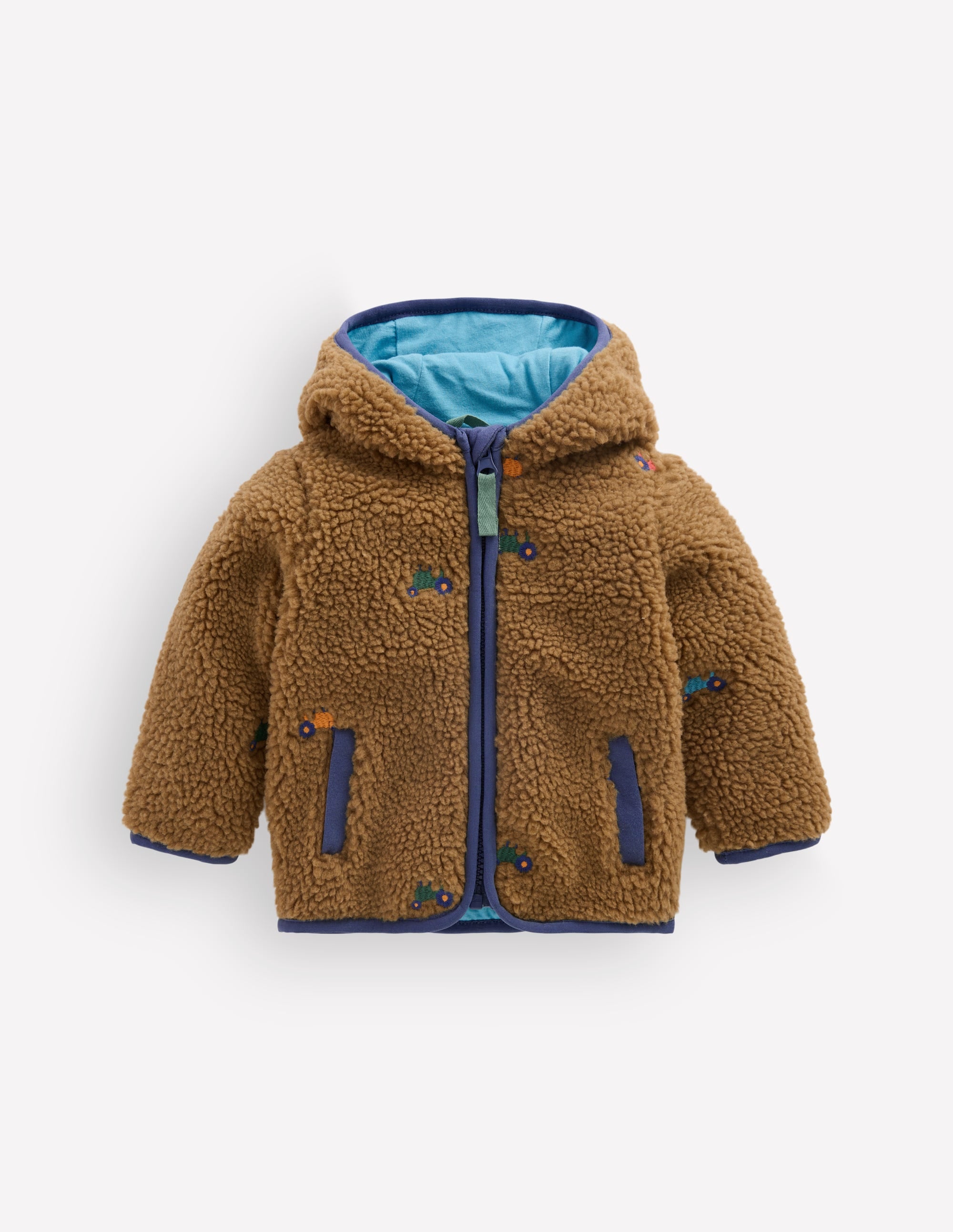 Embroidered Borg Jacket-Brown Multi Tractors - Image 1